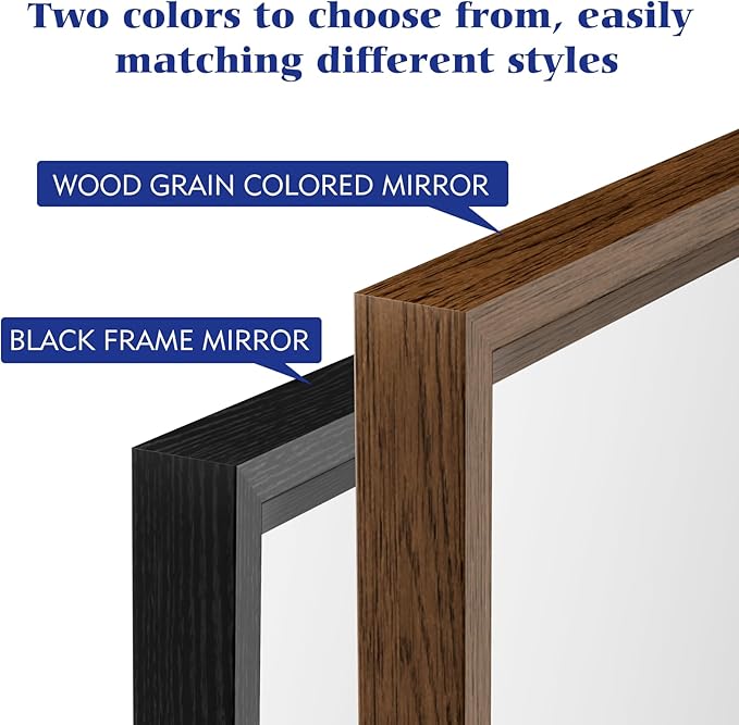 Bathroom Vanity Mirror 24x32 Inch, Matte Black Rectangle Bathroom Mirror, Anti-Rust, 4MM Tempered Glass, Wall-Mounted Mirror, Hangs Horizontally or Vertically for Bathroom & Bedroom