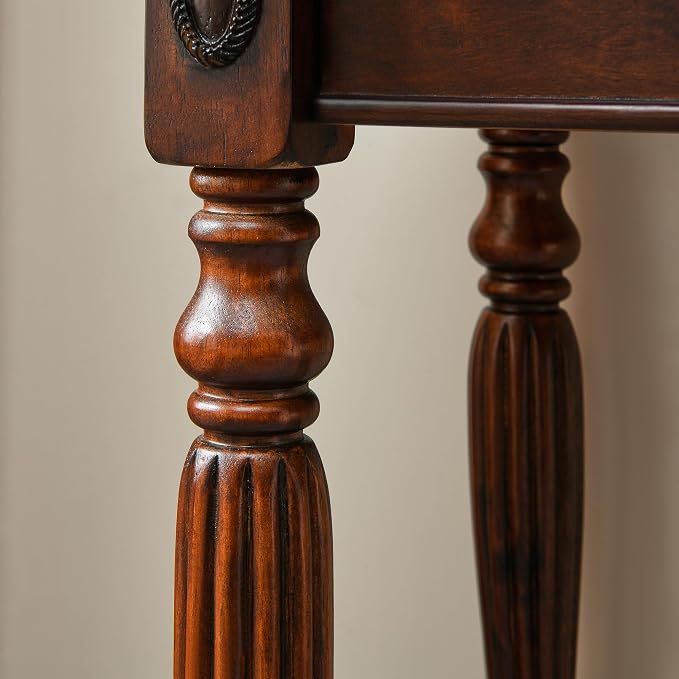 LEEMTORIG Vintage Solid Wood Writing Desk, Small Secretary Desk with 2 Drawers, 39.4" W Cherry Wood Writing Table for Home Office, Victorian French Provincial Desk, Cherry Walnut SSZ-1533-WD