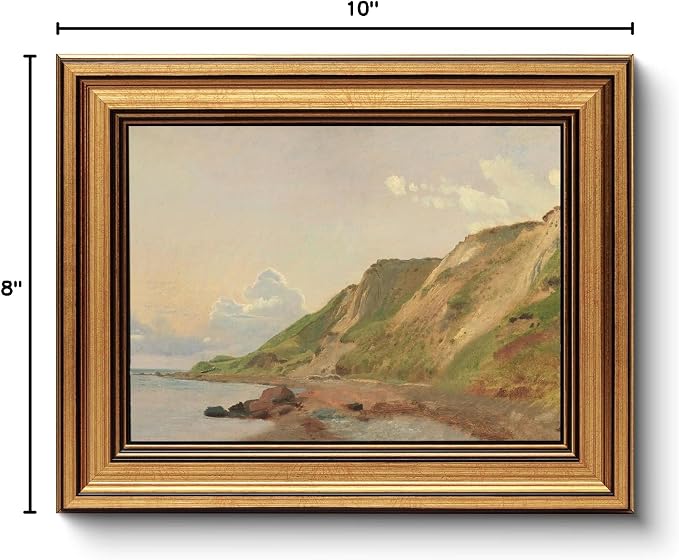 HUARCEY Gold Framed Vintage Wall Art for Living Room Canvas Coastal Wall Pictures Classic Landscape Painting Shelf Decor Natural Aesthetic Room Decoration Elegant Artwork Print for Bathroom, Bedroom