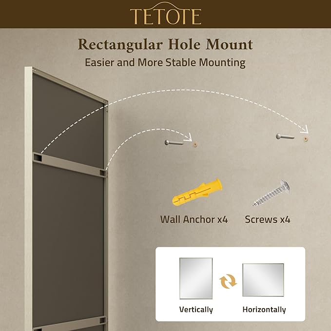 TETOTE Brushed Nickel Mirror 55" x 30" Beveled Framed Bathroom Vanity Wall Mirror for Over Sink Brushed Nickel, Tempered Glass, Modern Farmhouse Bedroom, Entryway, Living Room