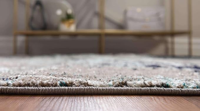 Unique Loom Trellis Frieze Collection Area Rug - Geometric (5' x 8' Oval, Blue Multi/ Ivory)