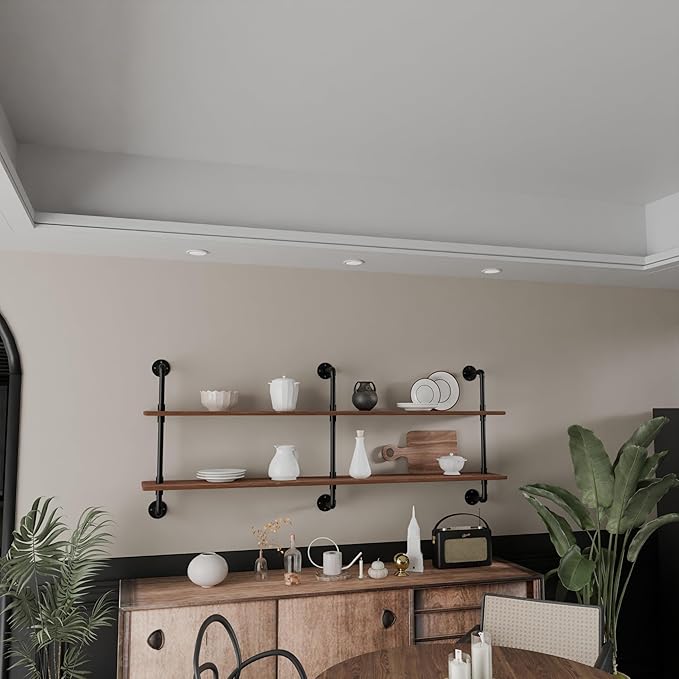 HDDFER Floating Shelves for Wall Laundry Room Shelves Bookshelf Industrial Pipe Shelving Shelf Real Wood Planks 60 inch Rustic Wall Shelves Hanging Bookshelves Farmhouse Kitchen Bar Shelving