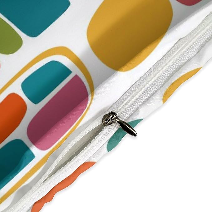 Mid Century Modern Bedding Set,Retro Geometric Colorful Diamond Abstract Geometric Vintage 60s 70s Pattern Comforter Set with Pillowcase for Bedroom Bed Decor,King 102"x90"