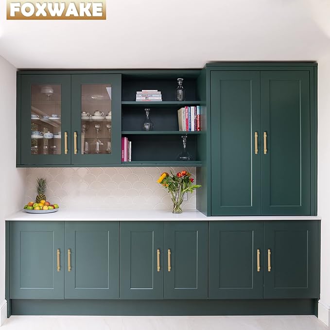 Natural Wood and Brass Kitchen Cabinet Handles 5~7.4 Inch Center to Center 4Set Adjustable 6Inch Double Hole Modern Dresser Pulls, 7Inch Unfinished DIY Drawer Knobs