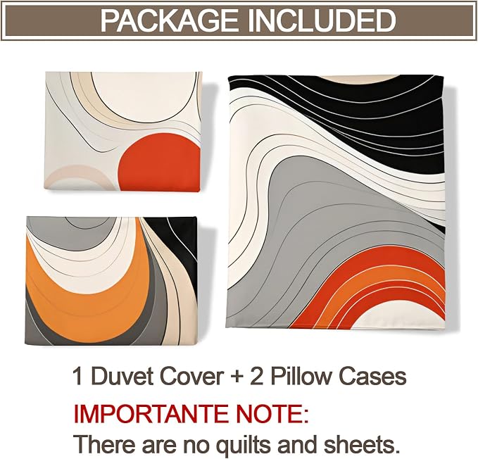 Abstract Pattern Duvet Cover California King, Modern Colorful Bedding Set 3 Piece Bedroom Decor Irregular Texture Patterned Comforter Cover with Zipper Ties & 2 Pillowcases