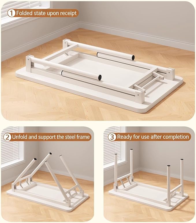 39.4 Inch Foldable Desks for Small Spaces, No Assembly Required Computer Desk Space-Saving Folding Study Table for Home Office