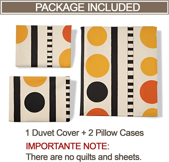 Modern Minimalism Duvet Cover Twin Size, Colorful Geometry Bedding Set 2 Piece Kids and Adults Abstract Pattern Comforter Cover with Zipper Ties & 1 Pillowcases