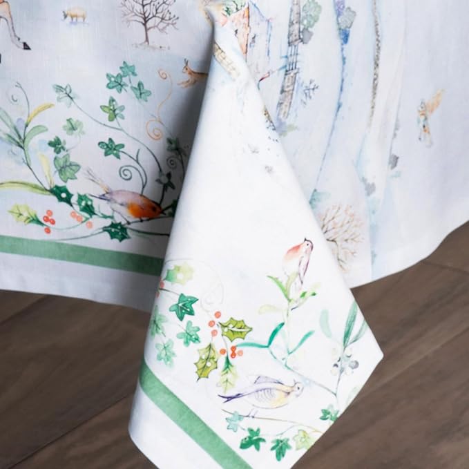 Maison d' Hermine Table Cloth Rectangle Table 100% Cotton 70 x 90 Inches Fall Tablecloth Reusable Everyday Use for Thanksgiving Christmas Decorations Dining Farmhouse Party (Snowy World)