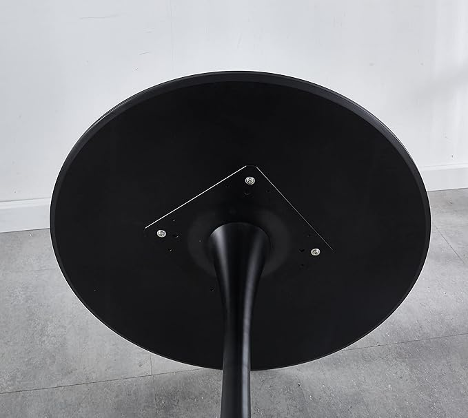 31.5 inches Black Square Dining Table for 2, Special Kitchen Table with Tulip Shape & Metal Pedestal Base, Mid Century Modern Bistro Tulip Table for Kitchen, Small Space, Cafe