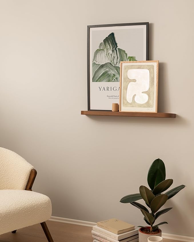Kazai.ยฎ 31.5 inches Wall Shelf 'Toke' | Picture Ledge in Real Wood Veneer | Floating Wooden Shelf for Photos, Wall Decor, and Storage in Bathroom, Living Room, Kitchen, or Bedroom | Walnut