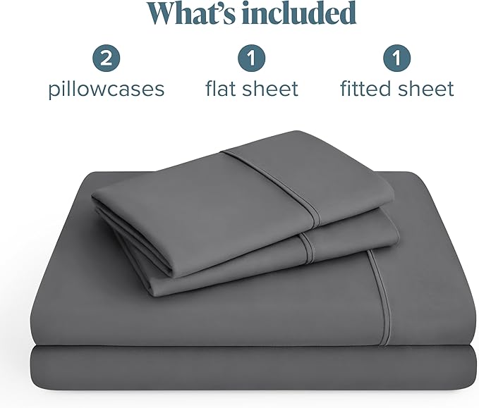 Bare Home Full Sheet Set - 1800 Ultra-Soft Microfiber Full Bed Sheets - Double Brushed - Deep Pockets - Easy Fit - 4 Piece Set - Bedding Sheets & Pillowcases (Full, Grey)