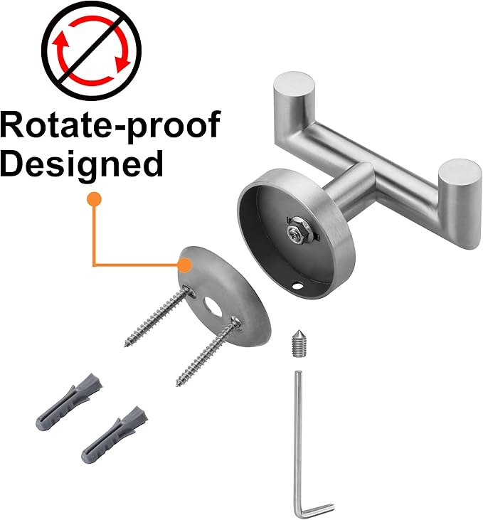 Towel Hooks For Bathrooms, Brushed Nickel Towel Hook For Kitchen Bathroom, SUS304 Stainless Steel Coat Hook, Heavy Duty Double Holder Robe Hooks For Hanging Towels,Coats,Clothes,Wall Mount, 4 Pack