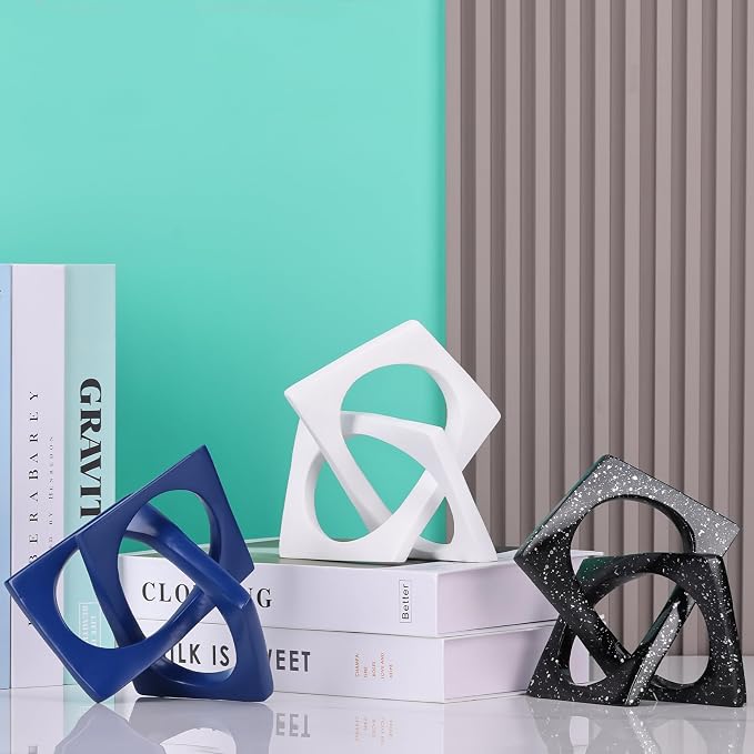 Modern Geometric Sculpture Black Knot Statue Decor, Home Bookcase Centerpiece Jax Decorative, Tabletop Sculpture and Figurines, For Home Decor Accent Cube Ornaments