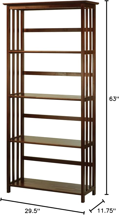 Mission Style 5-Shelf Bookcase-Walnut