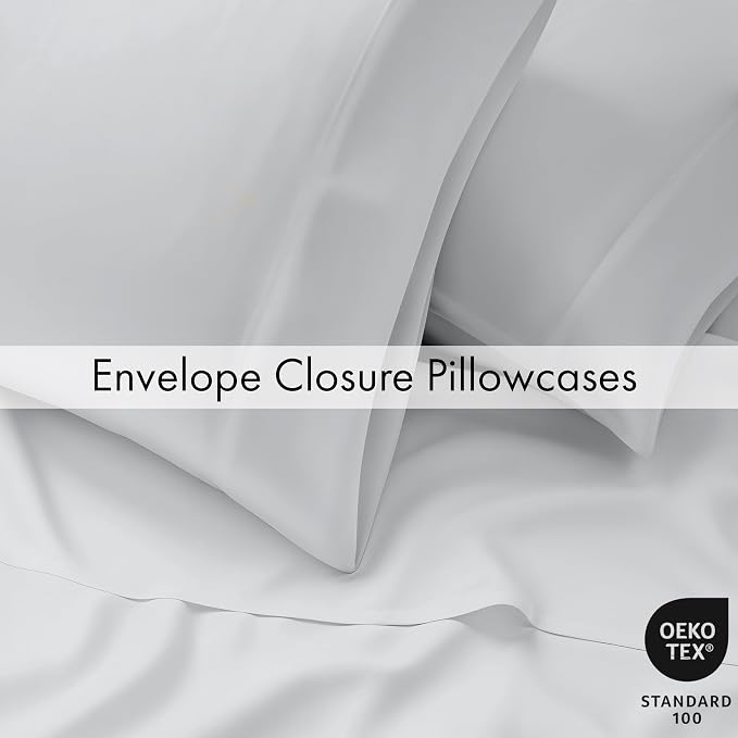 RUVANTI 100% Cotton Percale Sheets Full Size 6 Piece Set, Cooling Bed Sheets for Hot Sleepers, Deep Pocket 16”, Breathable Lightweight & Durable, Crisp Hotel Style Sheets, Cloud Gray