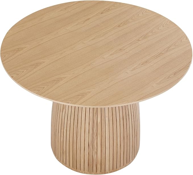 JUSTONE 47.2''Round Dining Table for 4,Modern Kitchen Table with Wooden Pedestal Base,Minimalist Elegant Dining Table for Living Room, Dining Room(φ47.2"x29.5"H, Natural Wood)