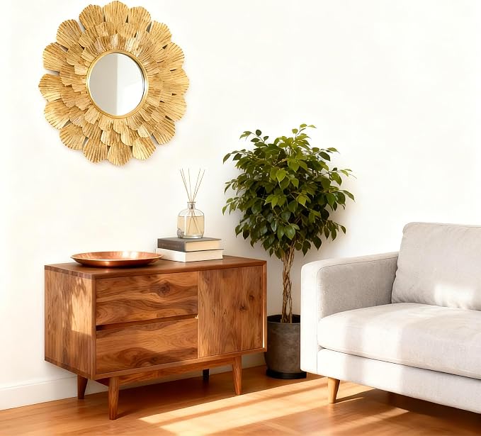 Round Gold Mirror ,33.5" Large Sunburst Mirror with Metal Frame, Wall Decor Mirrors for Hallway,Bedroom, Living Room