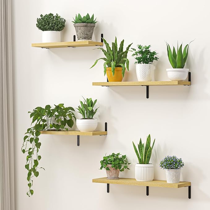 Marsmiles Extra Wide Floating Shelves for Wall, 40x8 Inch Natural Wood Grain Bookshelves, Heavy Duty Mounted Shelving for Bathroom, Kitchen, Living Room, Bedroom,Set of 2,Oak