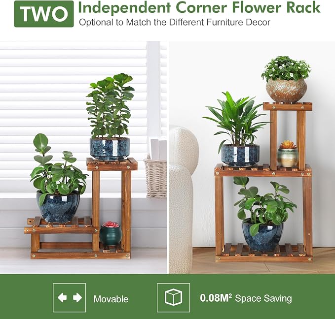 Plant Stand for multiple Plants Stands Indoor Outdoor Flower Pot Stand 5 Tiers Flower Shelf Rack Plants Stands for Patio Balcony Living Room (Upgrade 2 in 1 )