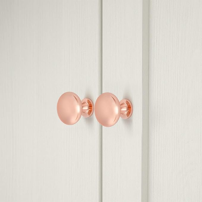 15 Pack Solid Kitchen Drawer Knob Rose Gold Cabinet Knob Polished Polished Drawer Hardware,Euro Style Dresser Knob Round Furniture Hardware,Diameter:1-1/5"