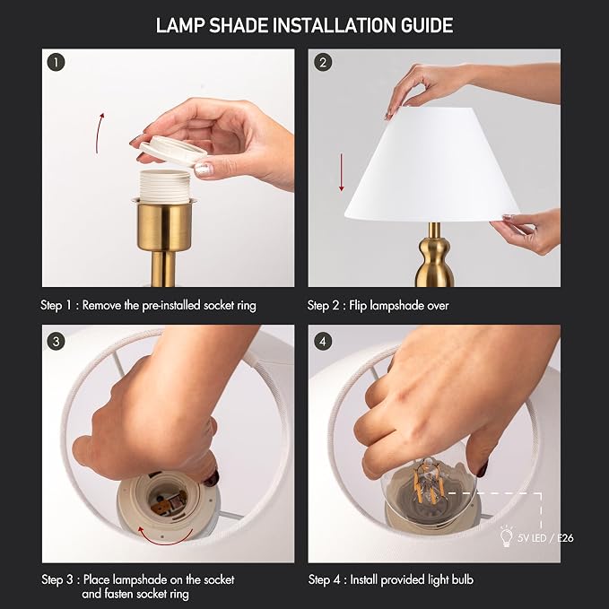O'Bright Ember Cordless Table Lamp – Rechargeable, Touch Dimmable, Battery Operated, E26 LED Bulb, Type-C Fast Charging, Portable Lamp for Bedroom, Living Room, Office, Antique Brass