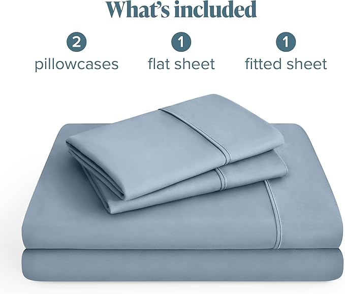 Bare Home Full XL Sheet Set - 1800 Ultra-Soft Microfiber Full Extra Long Bed Sheets - Double Brushed - Deep Pockets - Easy Fit - 4 Piece Set - Bedding Sheets & Pillowcases (Full XL, Dusty Blue)