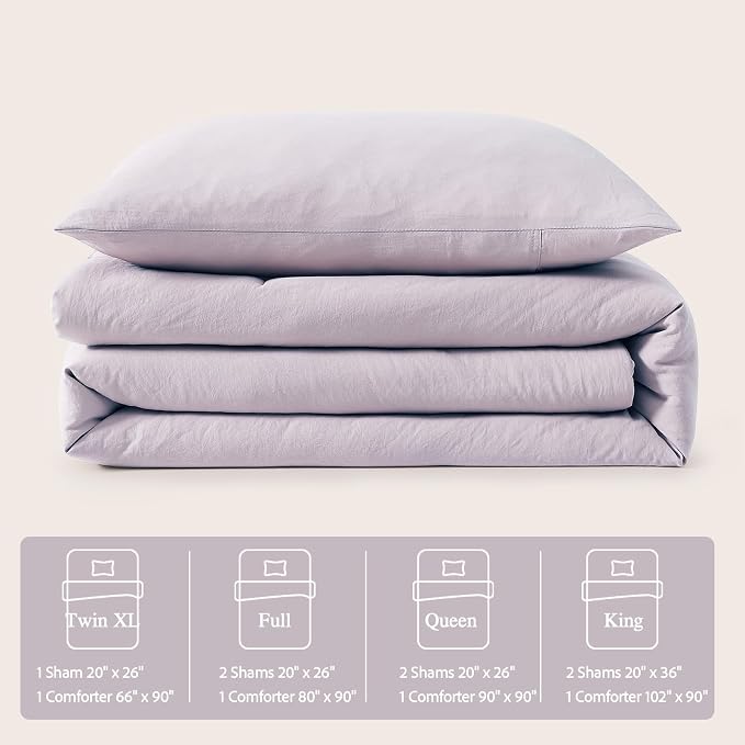 WRENSONGE Twin/Twin XL Comforter Set - 2 Pieces Lilac Comforter Prewashed Soft Lightweight for All Seasons,Fluffy Down Alternative Twin XL Comforter with 1 Pillow Sham
