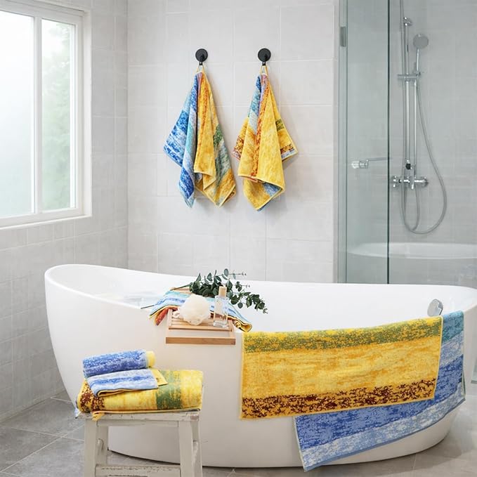 SEMAXE Hand Towels for Bathroom, 100% Cotton Towels with Hanging Loops, Soft and Absorbent, 4 Pack Hand Towel Set for Gym, Shower, Hotel, Spa and Kitchen, Colorful Towel - Wheat Field Collection