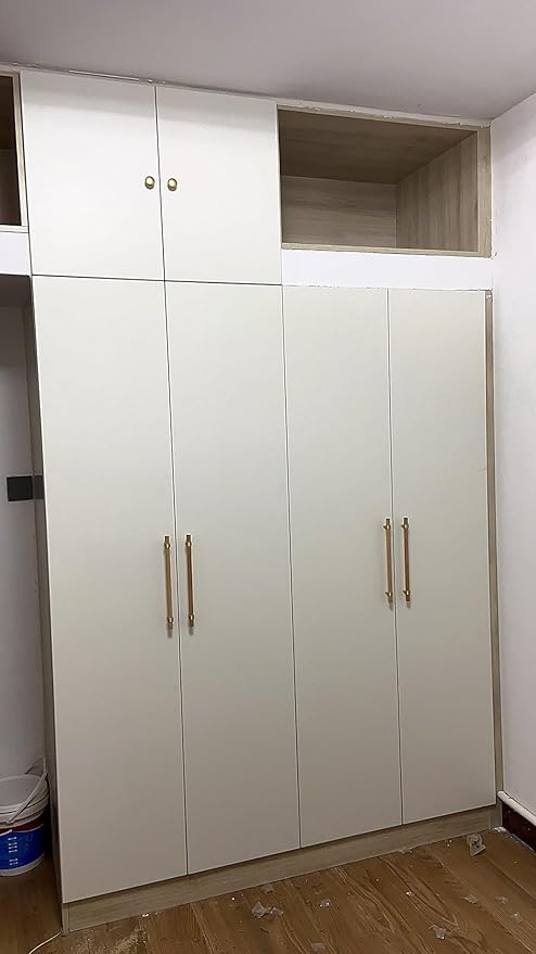 Natural Wood and Brass Kitchen Cabinet Handles 9~11.4 Inch 4Set Center to Center Adjustable Double Hole Modern Dresser Pulls, Unfinished DIY Drawer Knobs