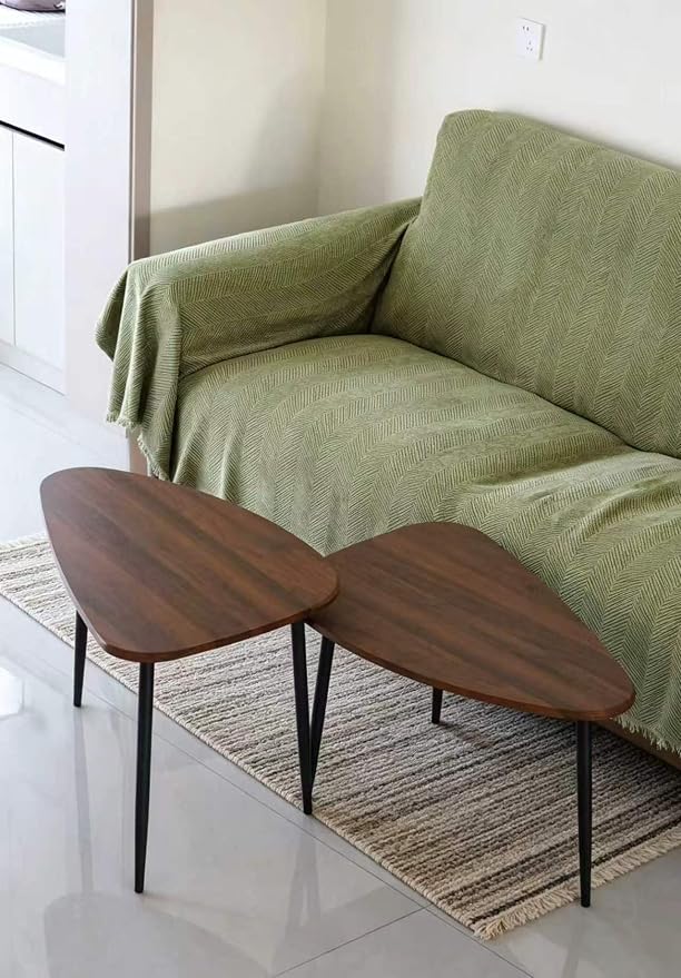 Oval Coffee Tables Nesting Tables for Living Room Side Tables End Table Wooden Small Table Pottery Triangle Walnut Barn Mid-Century Modern