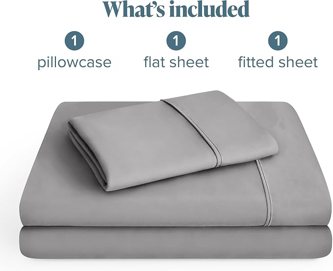 Bare Home Twin XL Sheet Set - 1800 Ultra-Soft Microfiber Twin Extra Long Bed Sheets - Double Brushed - Deep Pockets - Easy Fit - 3 Piece Set - Bedding Sheets & Pillowcases (Twin XL, Light Grey)