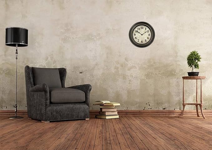 45MinST 18 Inches Retro Wall Clock, Silent Non Ticking Battery Operated Movement, Home/Wall Decor, Easy to Read, Decorate Bedroom/Living Room/Office