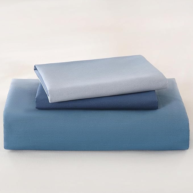 Blue and White Duvet Cover Queen Size 100% Cotton Duvet Cover Sets Gradient Blue Comforter Cover Ocean Like 3 Pcs Soft and Lightweight Bedding Set for All Seasons