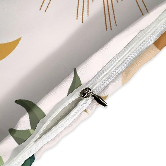 Mid Century Leaf Bedding Set,Boho Tropical Nature Plants Modern Minimalist Comforter Set with Pillowcase for Bedroom Bed Decor,Twin 86"x70"