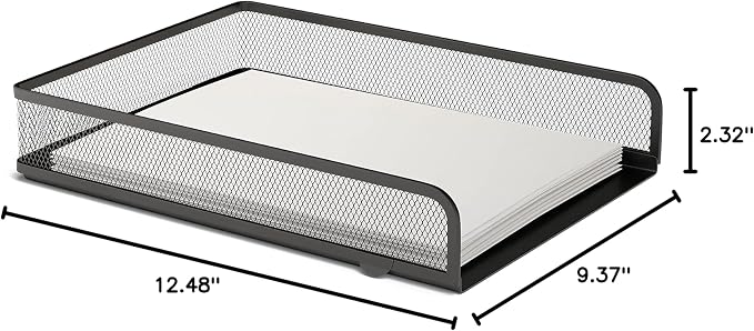 TRU RED Front‑Load Stackable Metal Letter Tray, Matte Black, 2‑Pack – Durable Desktop File Organizer for Paper & Documents