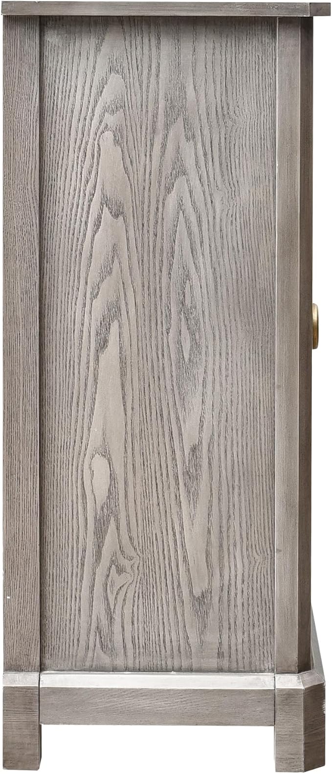 eHemco Art Deco End Table with Gold Accent Knob, Rectangular Side Table with Storage, Modern Retro Style, 18 x 14 x 30.5 Inches, Light Gray