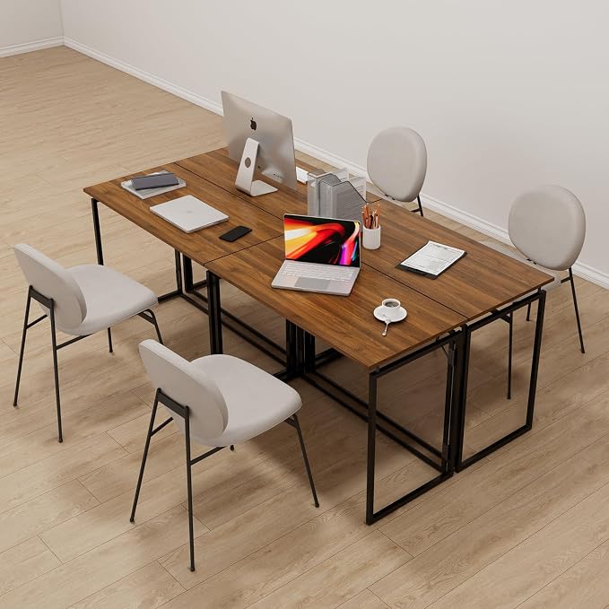 alawooder Folding Desk - 39.4” Wood Top Foldable Desk for Small Spaces | No Assembly Required Compact Desk for Home Office, Writing, and Study