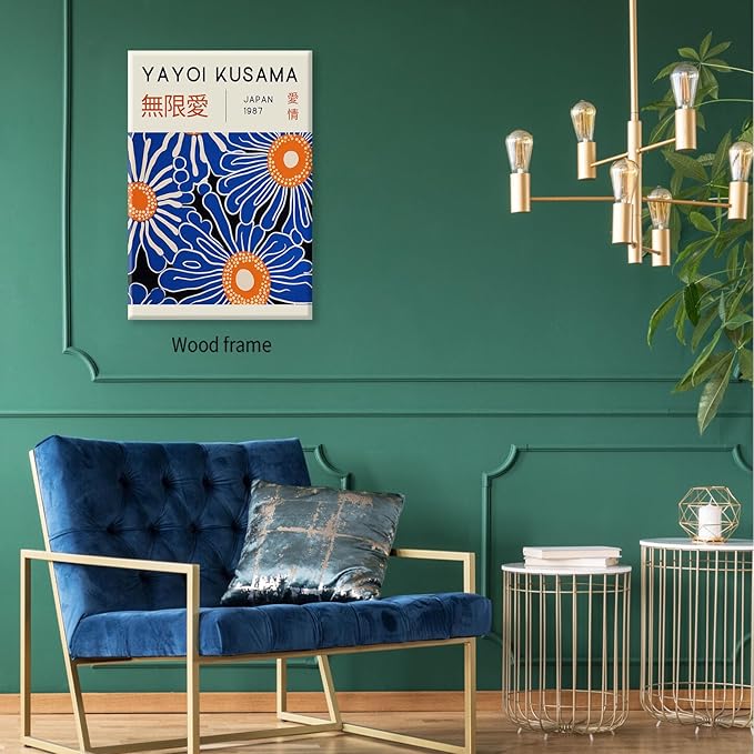 Yayoi Kusama Print Vintage Japanese Wall Art Abstract Yayoi Kusama Poster Minimalist Painting Art Exhibition Suitable for Japanese Bedroom,Living Room Office Decor 20x30in Framed