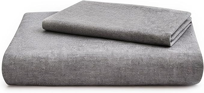 LOVQUE Light Grey Cotton Duvet Cover Twin Size, Linen Like Natural Bedding Set with Zipper Closure (No Comforter), 68x90 Inches