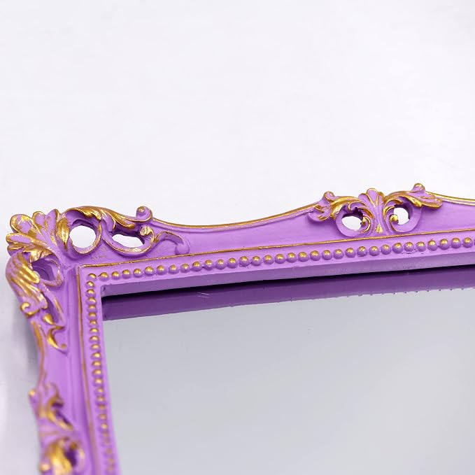 Funerom Vintage 11 x 9.5 inch Decorative Mirror, Wall Mounted & Tabletop Makeup Mirror ,Square (Lilac Purple)
