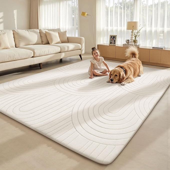 Sour Lemon 8x10 Area Rugs for Living Room, Soft Large Area Rug Modern Annualrings Rugs Machine Washable Area Rug,Non-Slip Rug Carpet for Bedroom Under Dining Table Home Office Decor