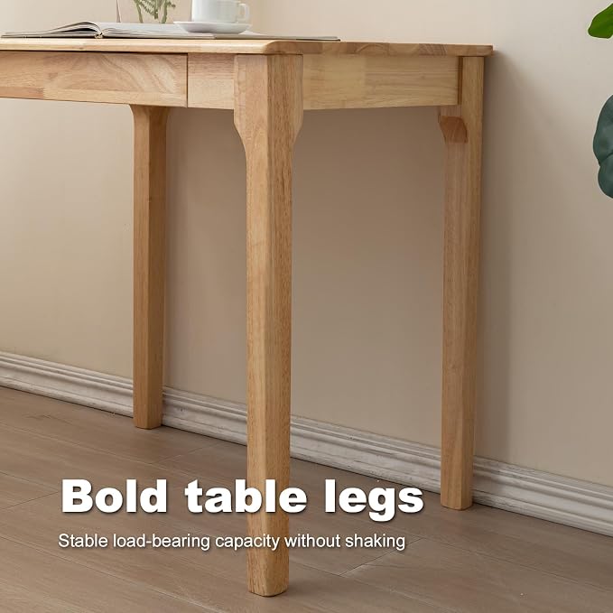Solid Wood Desk, Gaming Study Home Office Desks for Work, Student PC Desk for Bedroom, Small Computer Desk for Small Spaces, Easy to Assemble (Wood Color, 31inch)