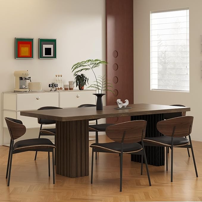 66.9" Modern Rectangular Dining Table for 6-8 People, Heavy-Duty Double Pedestal Base with Wood Grain Finish for Dining Room, Kitchen, Living Room Table