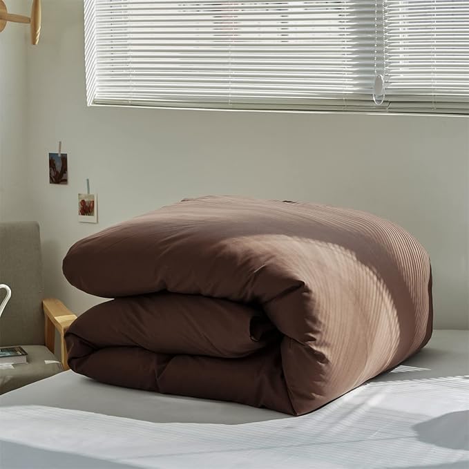 Pureant Dark Brown Comforter Set King Size Mocha Coffee Bedding Comforters Plain Color Cotton Bed Quilts Men Women Solid Chocolate Comforter Luxury Soft Dusty Brown Comforter Bedding Vintage Chestnut