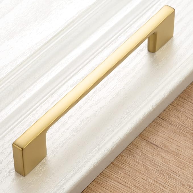 KOOFIZO 10 Pack 5 Inch Brushed Gold Kitchen Cabinet Pulls Gold Cabinet Handles Gold Cabinet Hardware for Kitchen Cabinets Drawer P01 Dresser Cupboard Bedroom Bathroom
