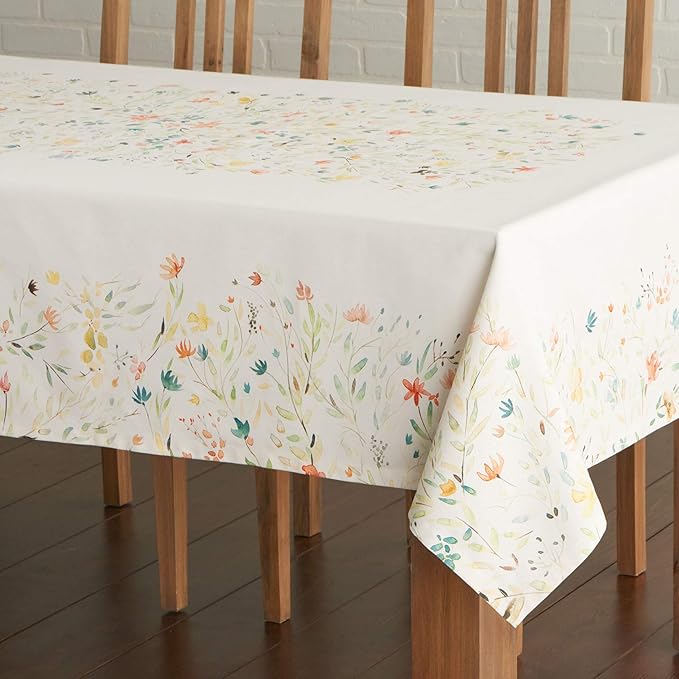 Maison d' Hermine Table Cloth Rectangle Table 100% Cotton 60 x 90 Inches Tablecloth Reusable Decorative for Dining Room Farmhouse Home Valentines Day Decorations Spring Summer - Colmar