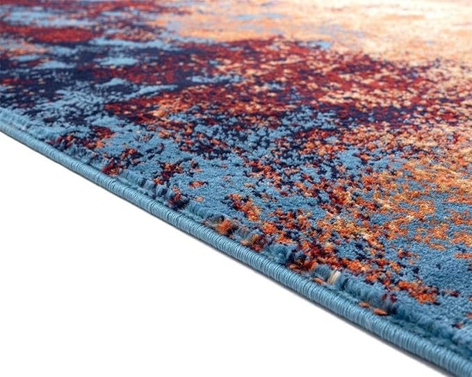 LUXE WEAVERS Modern Splatter Abstract Area Rug, Blue 5x7