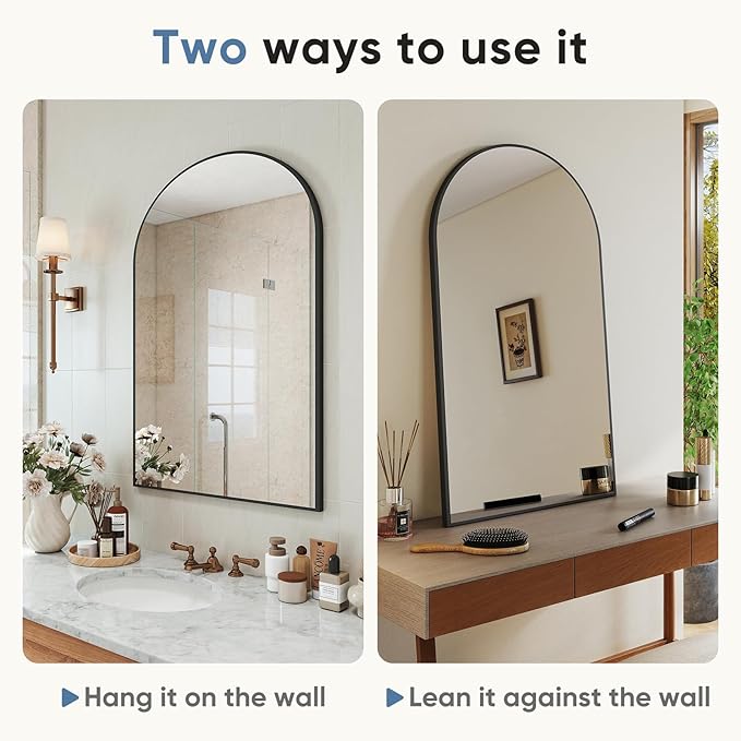 NEWBULIG Wall Mirror, Bathroom Mirror for Over Sink, Matte Metal Framed Vanity Mirror, Wall Decor for Bedroom, Tempered Glass