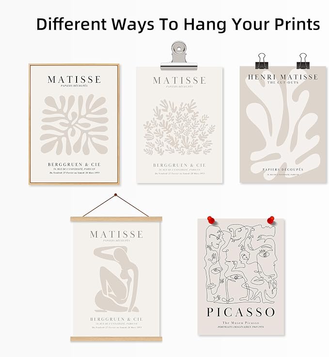 Youillne Henri Matisse Wall Art Prints Flower Abstract Canvas Pictures Aesthetic Beige Wall Art Decor Matisse Picasso Poster Gallery Vintage Painting Artwork for Bedroom 12x16 Inch Unframed Set of 6