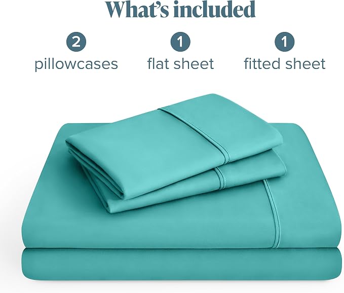 Bare Home Full XL Sheet Set - 1800 Ultra-Soft Microfiber Full Extra Long Bed Sheets - Double Brushed - Deep Pockets - Easy Fit - 4 Piece Set - Bedding Sheets & Pillowcases (Full XL, Turquoise)
